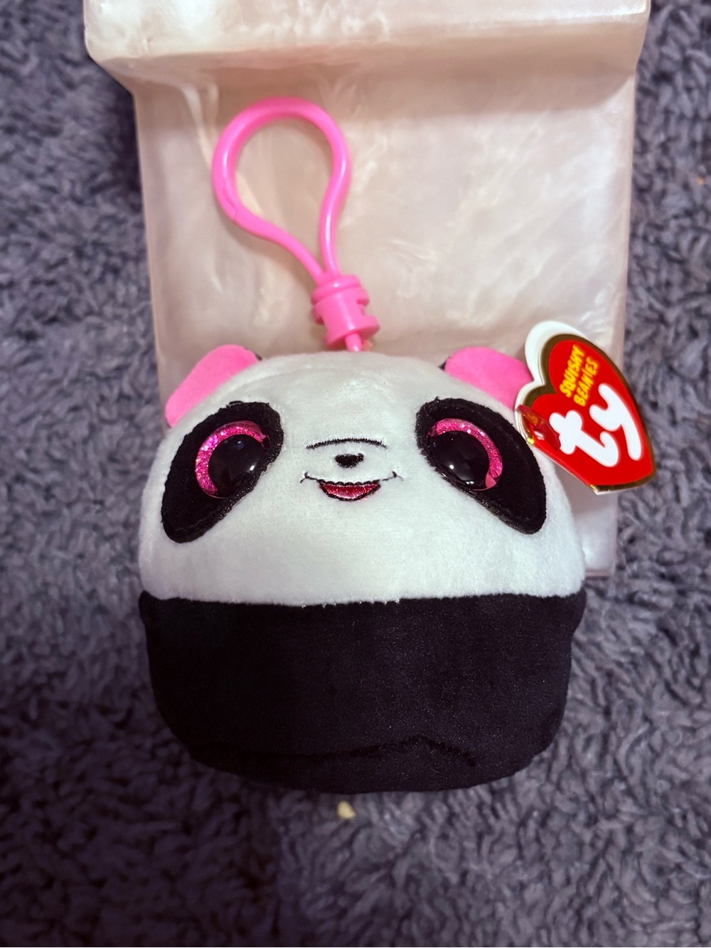 NWT Ty Squishy Beanies black and white Panda whose name is: Bamboo